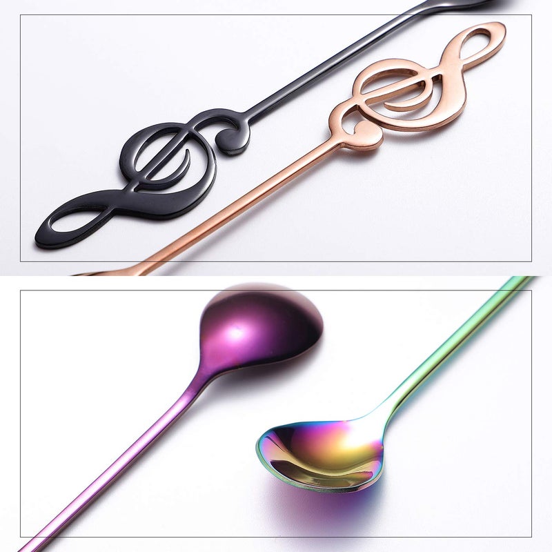 Ironx Music Note Spoons 6-Pack Creative Cute Teaspoons 18/10 Stainless Steel Staff Musical Notation Shaped Coffee Spoons by IRONX (multi-color music note) - Image 5